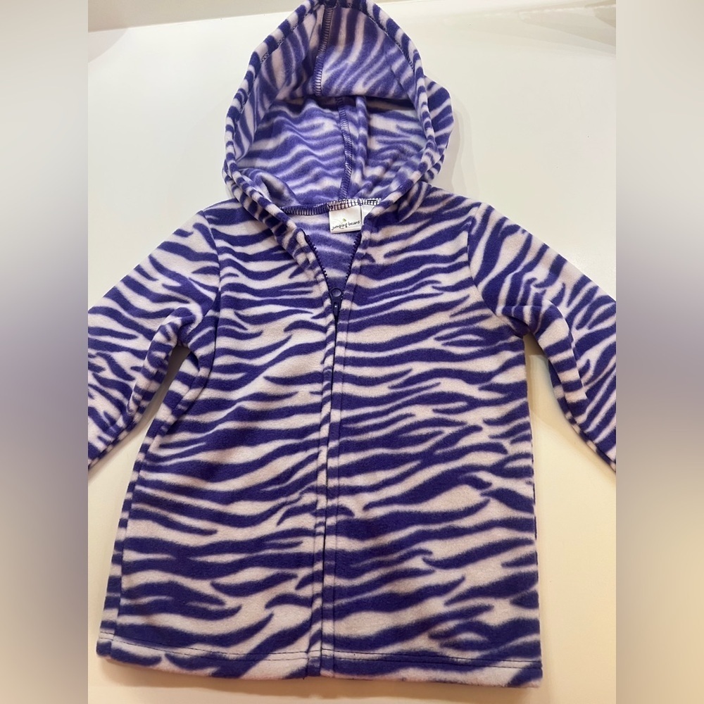 JUMPING BEANS BABY SIZE 18 MO PURPLE ZEBRA FLEECE ZIP UP HOODIE